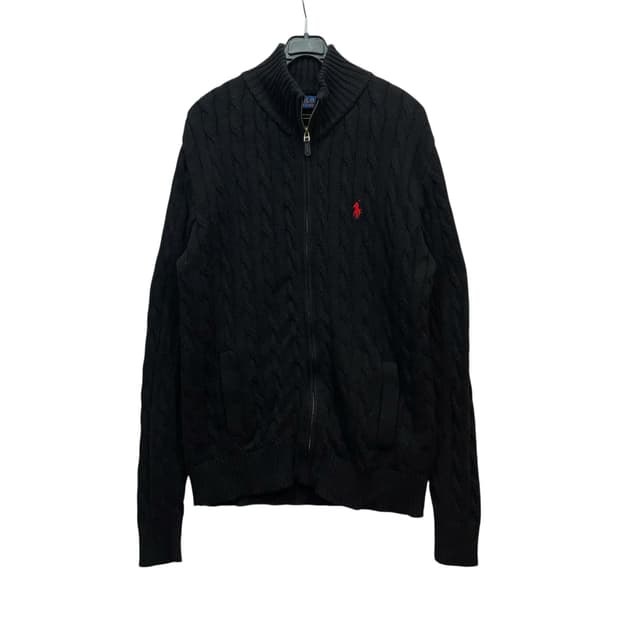 Polo Cable Knit Zip-Up Cardigan