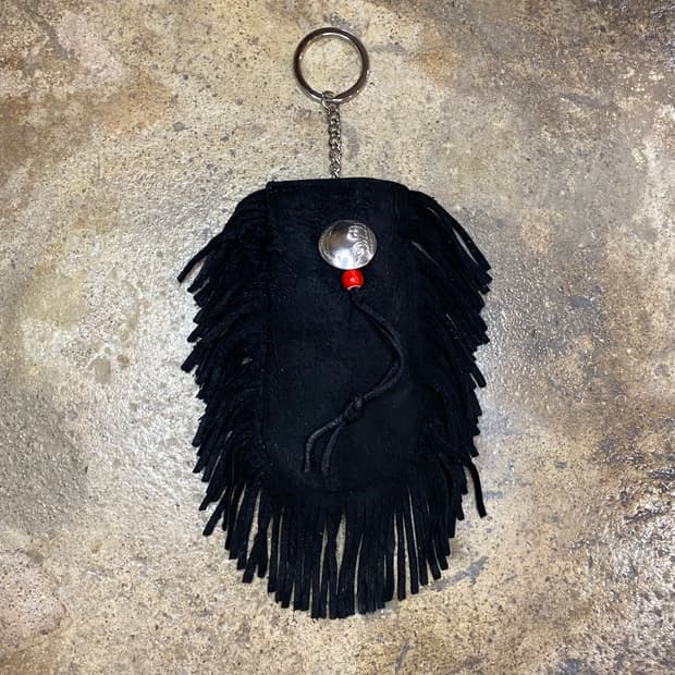 사슴가죽 스웨이드 프린지 키링 파우치