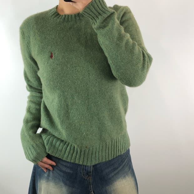 [M] 폴로 그린 울 니트