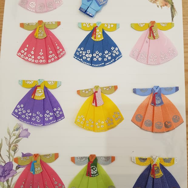 전통 수제 한복 엽서ㅡ 5장