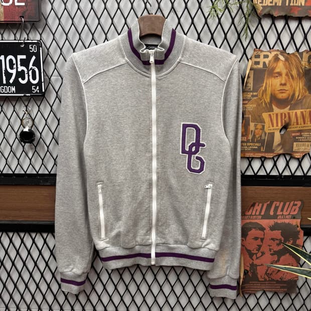 00s 돌체앤가바나 코튼 트랙 자켓 전면 로고 포인트 그레이