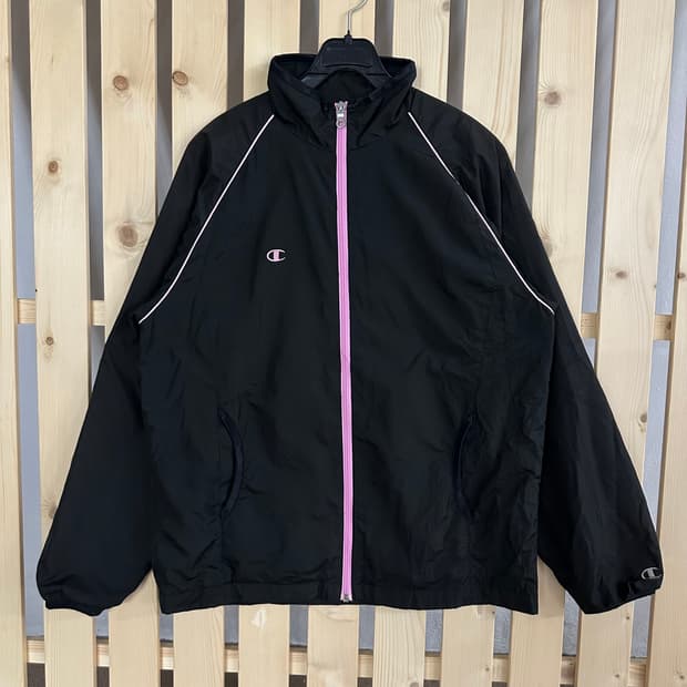 (S~M) 챔피온 블랙 핑크 바람막이 자켓