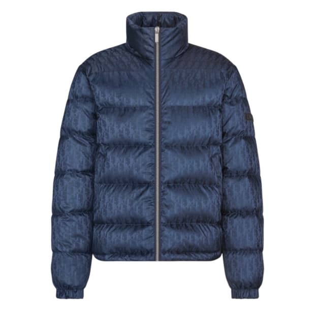 디올 오블리크 다운 자켓 네이비 블루 테크니컬 자카드 Dior Obliq