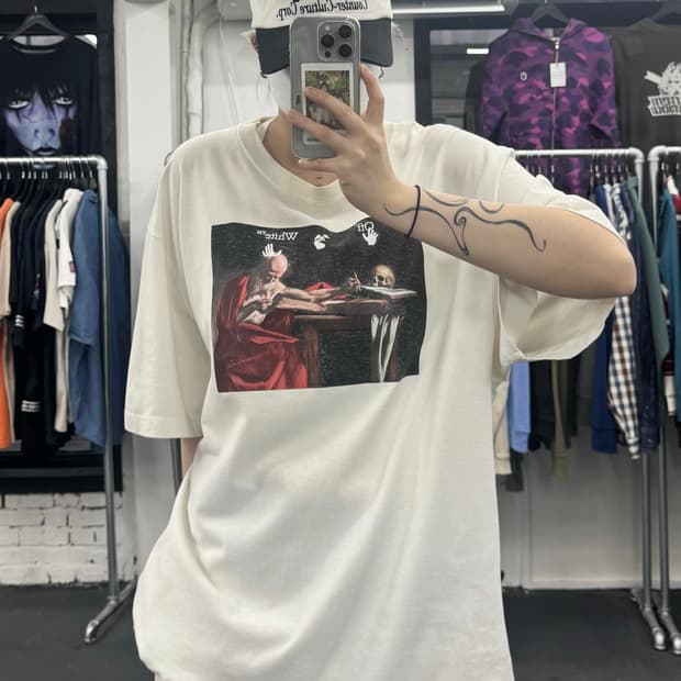 오프화이트 카라바조 에로우 티셔츠