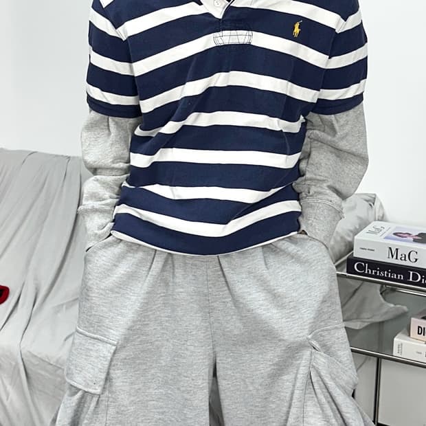 폴로 랄프로렌 화이트 네이비 스트라이프 pk XL