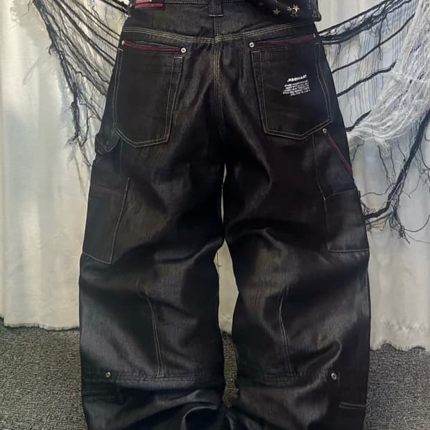 TRANSER 제펜 90‘s 올드스쿨 실버데님카팬터와이드팬츠shop502