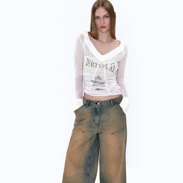 2000아카이브스 f1 shirring mesh top 나체 미세키y2k