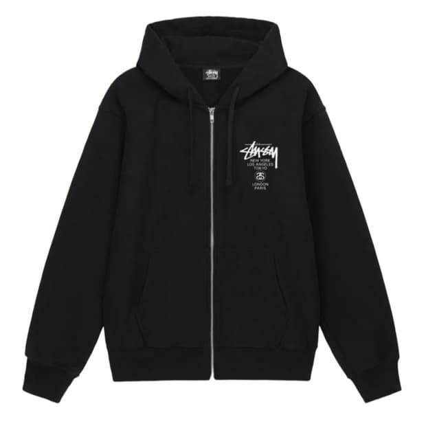 스투시 월드투어 후드집업 블랙 M