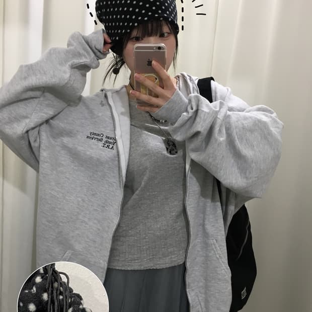 도트 넥워머 비니