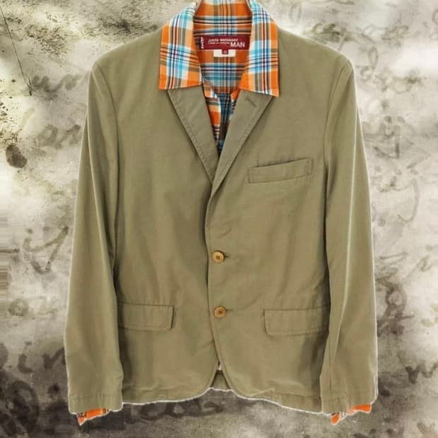 꼼데가르송 아카이브 패치워크 체크 테일러드 자켓