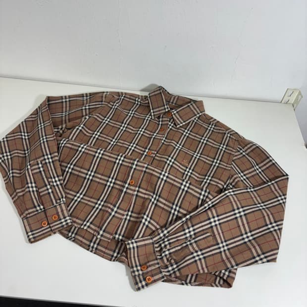 우먼L 버버리런던 기본로고 코튼 체크셔츠 남방