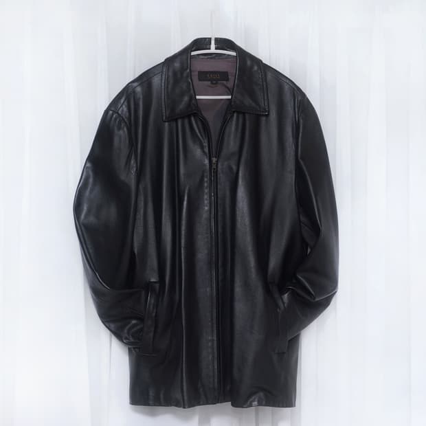 양가죽 램스킨 싱글 집업 블루종 오버 자켓 (105+)