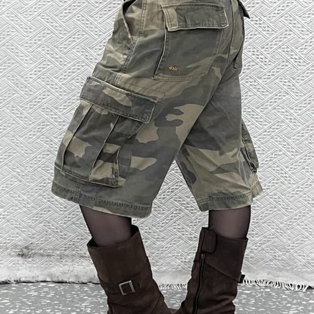 HCO 빈티지 스트릿 펑크 밀리터리 카고 반바지 32인치 C12366