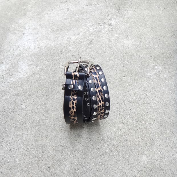 Leopard mix belt / black