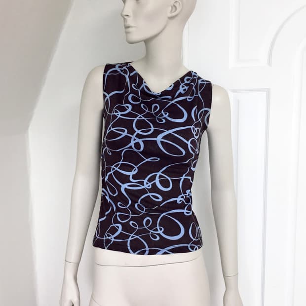 Neck Draped Blue pattern top