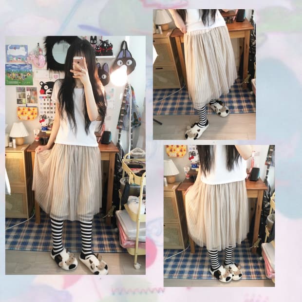 vintage tulle skirt begie