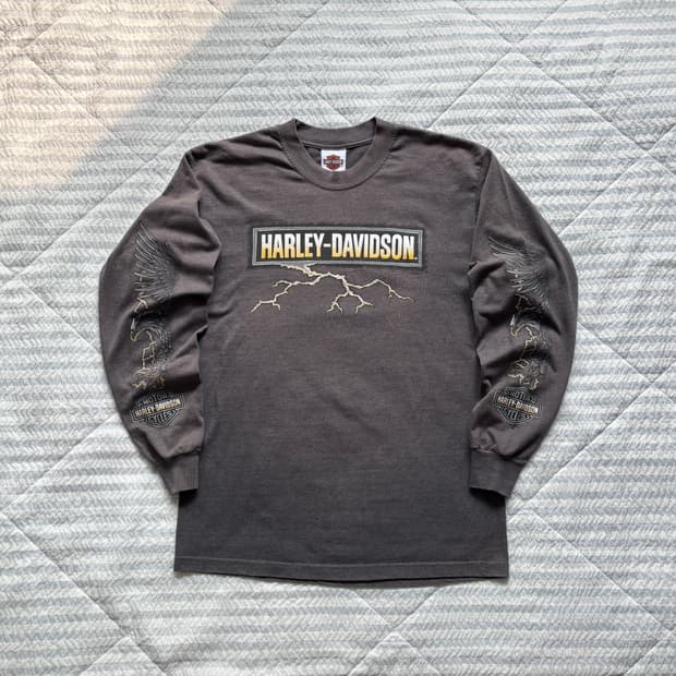 빈티지 할리데이비슨 라이트닝 롱슬리브 티셔츠