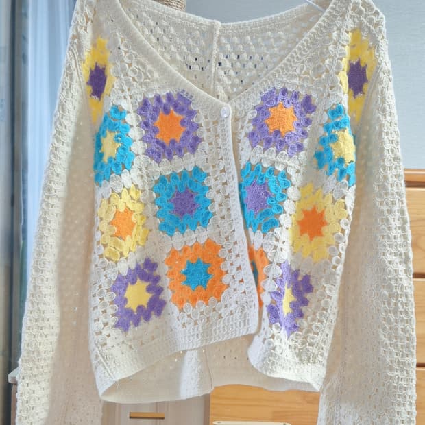 하구미 꽃모티브 가디건