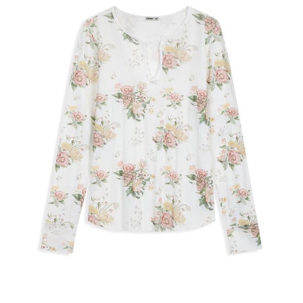 (구함) open yy FLORAL HOOK HENLEY SLEEVE