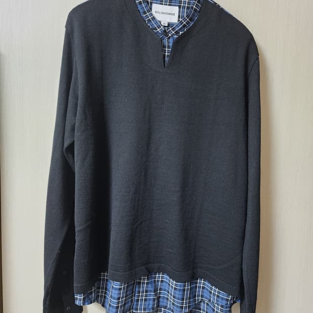 솔리드옴므 레이어드 셔츠  니트 50