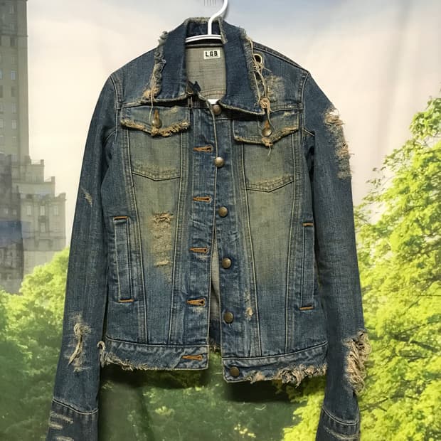 LGB Distressed Fringe Denim Jacket