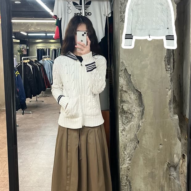 폴로 진스 니트 투웨이 후드집업 화이트 M #csz2543