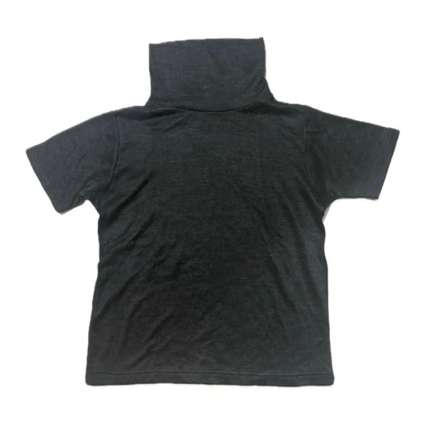 Charcoal Turtleneck Knit Short-Sleeve Te