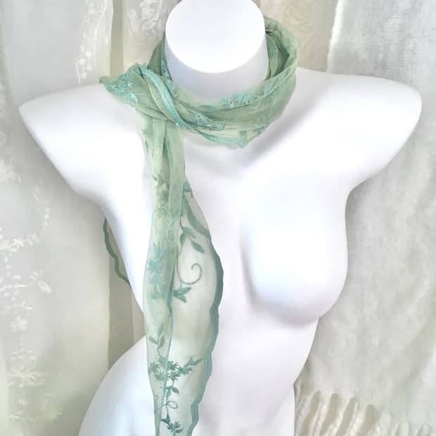 옥색 시스루 오리엔탈 스카프