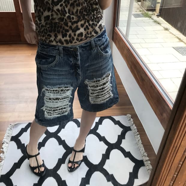 leopard pattern demage pants