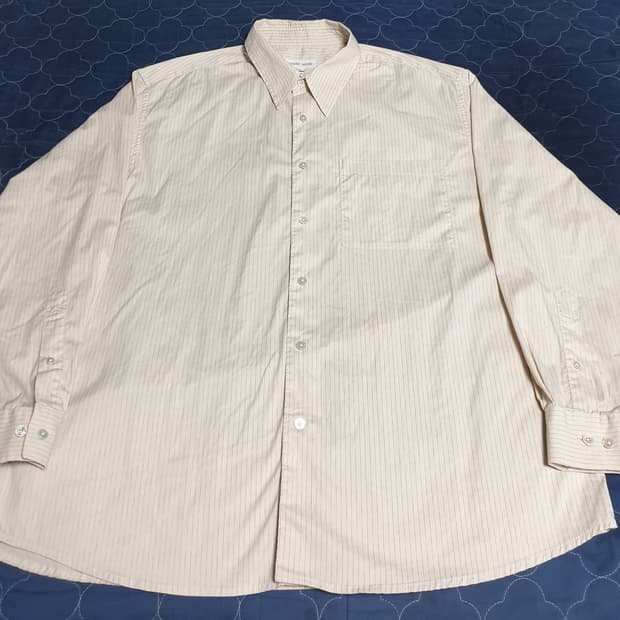 (단종매물)토마스모어 오버핏 스트라이프 코튼 나일론 셔츠 베이지 (S)