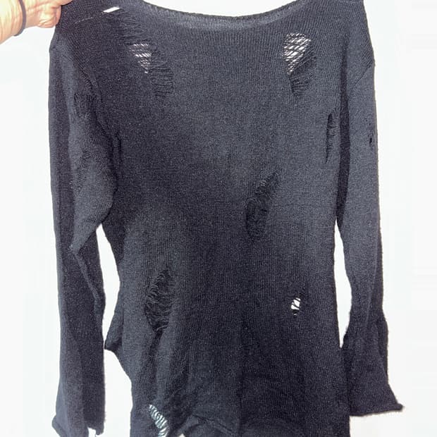 블랙 딱붙 고스펑크그런지 데미지 디테일 사선 니트