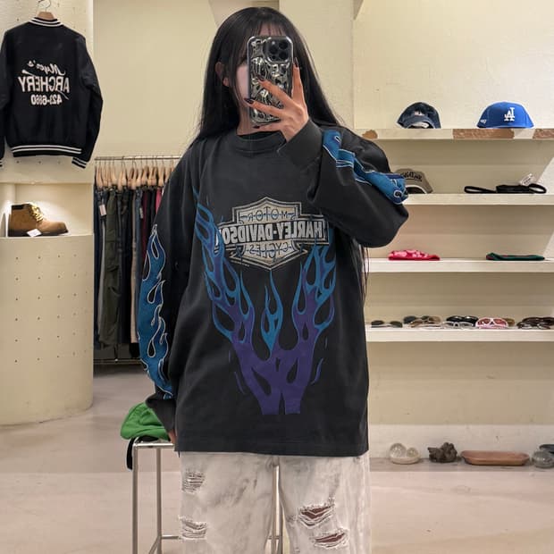 할리데이비슨 플레임 롱슬리브 티셔츠 U1158