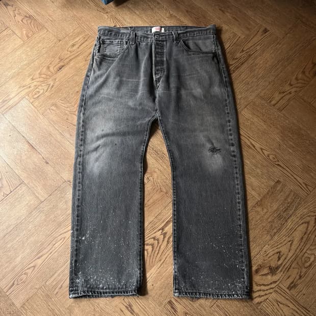 [38]00's 리바이스 501 블랭크탭 빈티지 페이딩 흑청 데님 팬츠