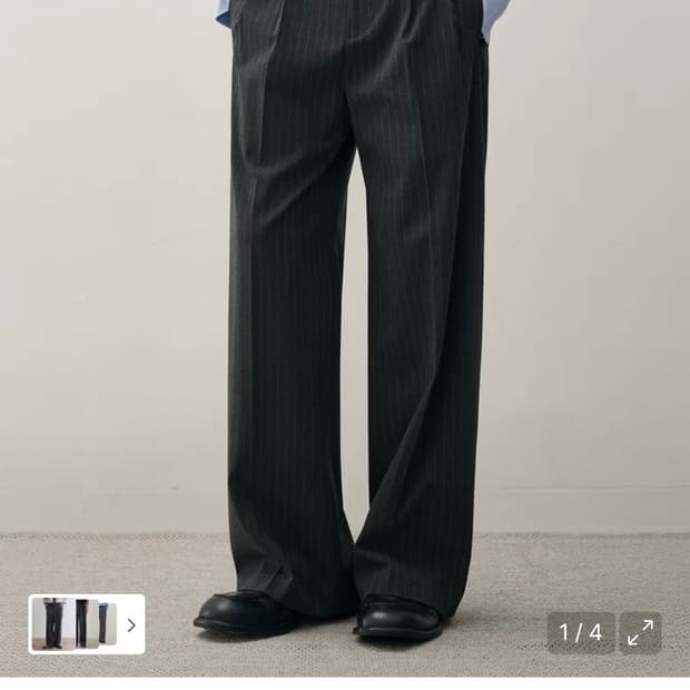(새상품)(M) 드로우핏 투 턱 와이드 핀 스트라이프 슬랙스 판매