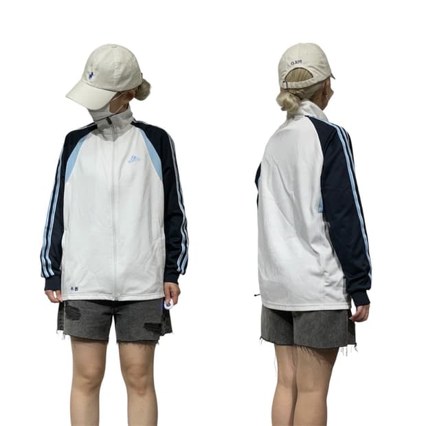 아디다스 화이트 블랙 트랙탑 져지 S
