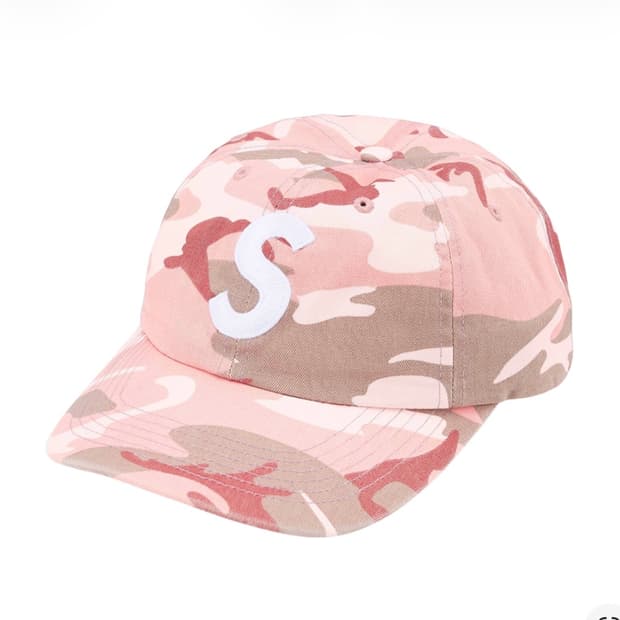 슈프림 피그먼트 코티드 S로고 6 패널 핑크 카모-25ss