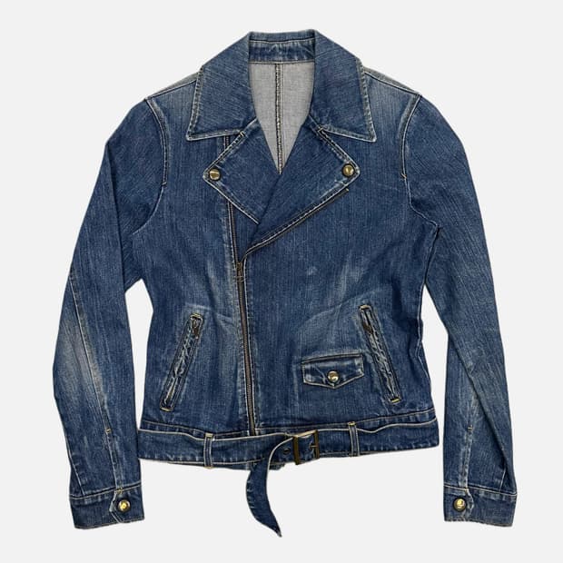 belted denim rider jacket