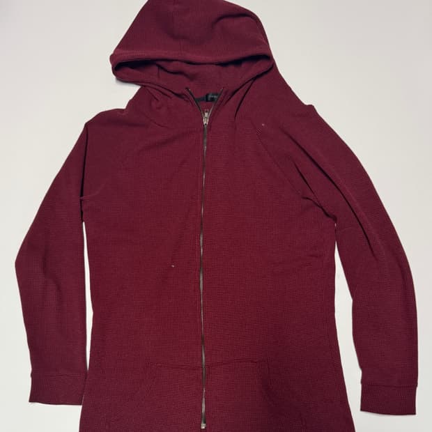 넘버나인 일본빈티지 와플 후드 집업 버건디