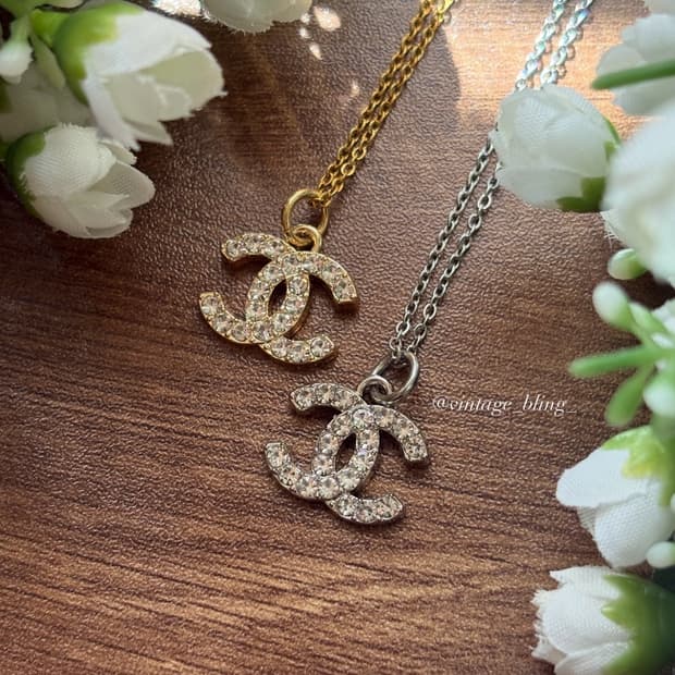 샤넬 풀스톤 로고 목걸이