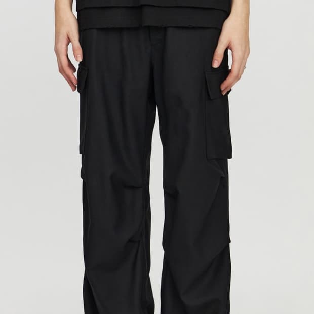 유스 youth 스트링 카고 팬츠 블랙색상