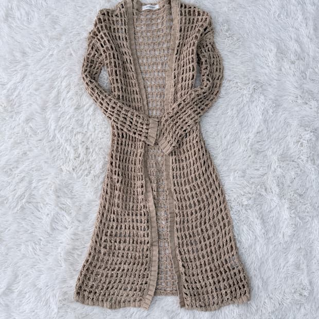 롱 크로쉐 니트 가디건