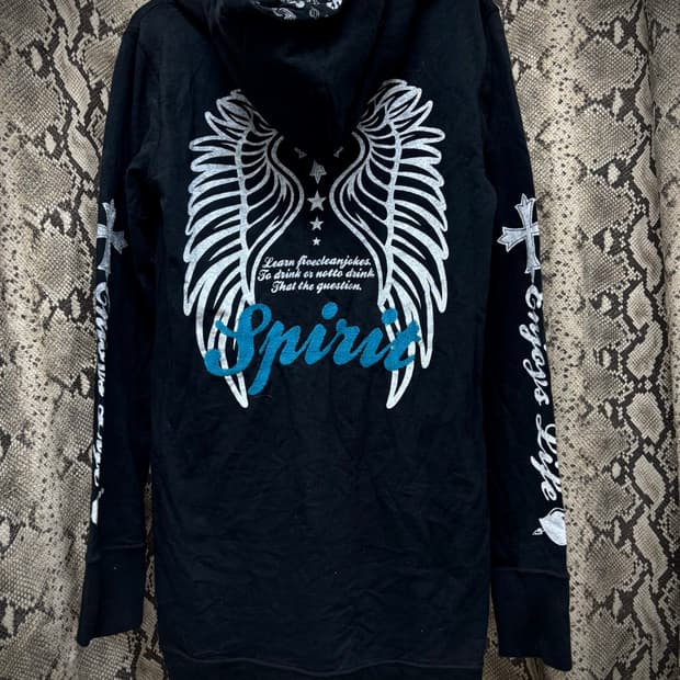 [00‘s] Wings&Cross Print Hoodie Sleeve