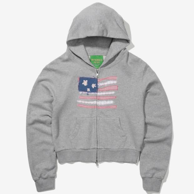마이네임이즈피터 (W) USA FLAG APPLIQUE ZIP HOODI
