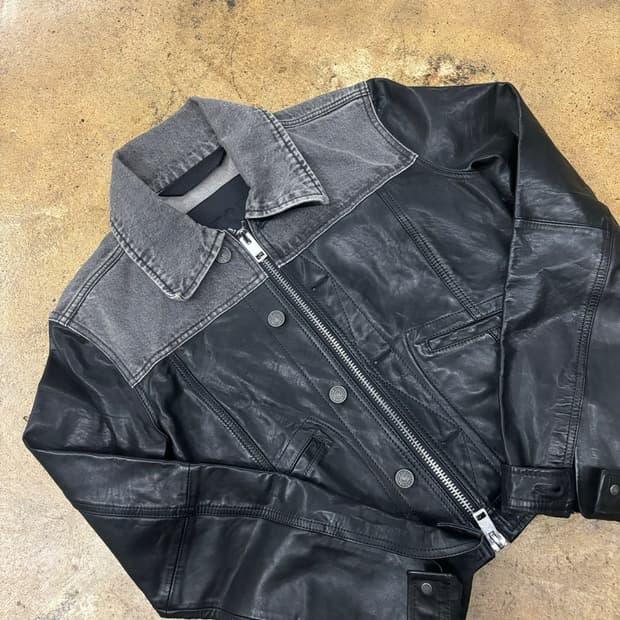 디젤 가죽 데님 자켓 