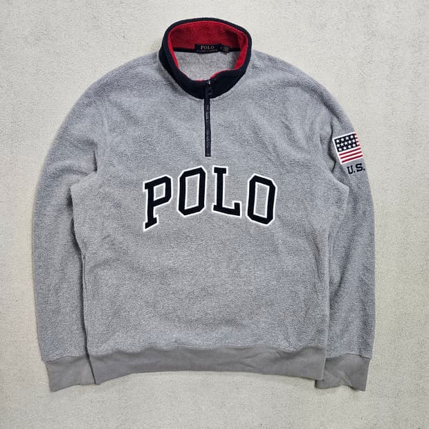 폴로 랄프 로렌 성조기 하프 집업 플리스 M