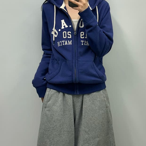 후아유 y2k 와투케 블루 후드집업