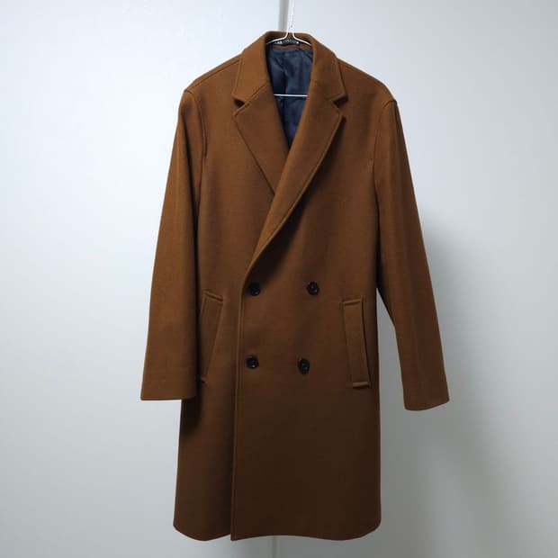 자라 브라운 울 코트 M