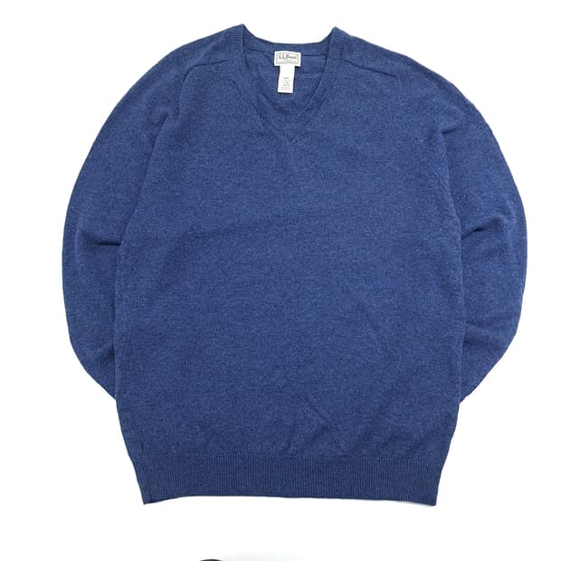 CN943 L 엘엘빈 아쿠아블루 램스울 V넥 긴팔 니트 스웨터