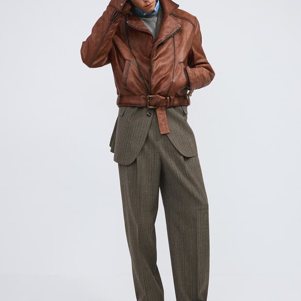 렉토 26ss 빈티지 이펙트 바이커 자켓 꼬냑