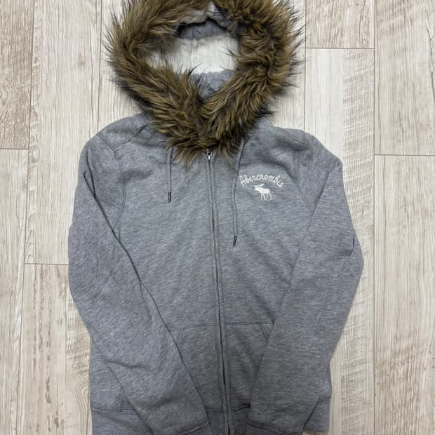아베크롬비 딱붙핏 울프죠 후드집업 그레이